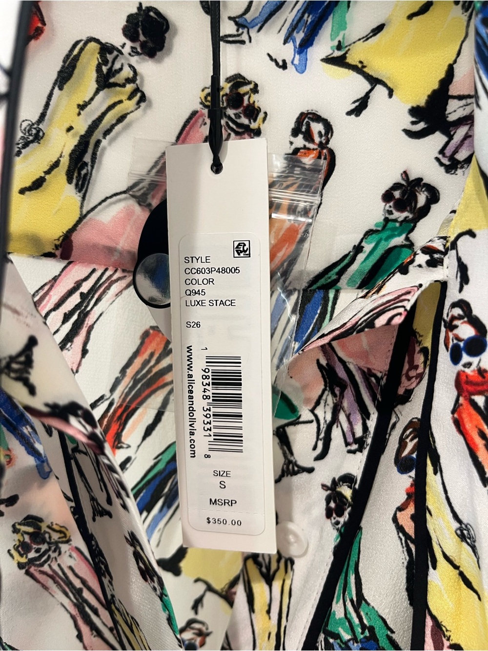 NWT Alice + Olivia Jenie Stace Face Print Silk Button-Up Shirt - Picture 7 of 7